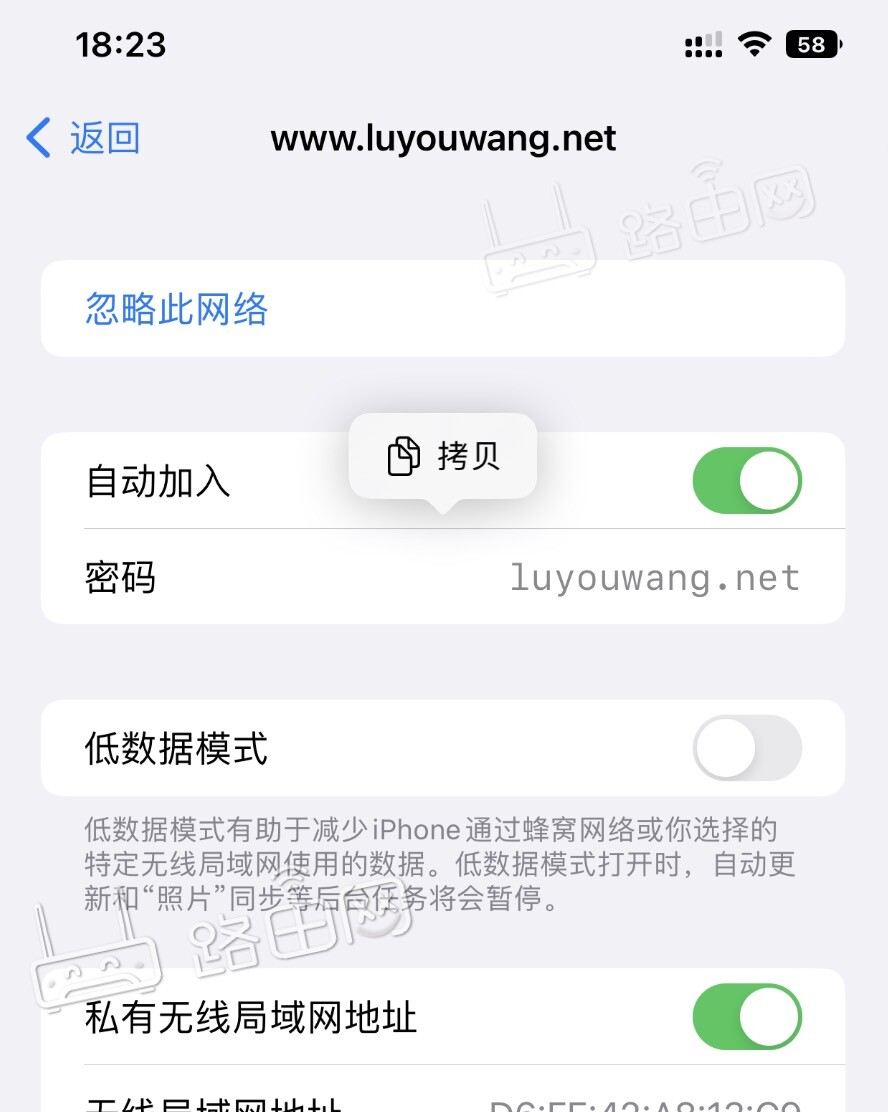 拷贝WiFi密码