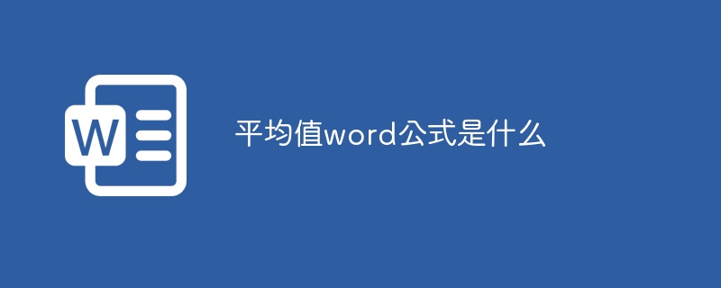 平均值word公式是什么